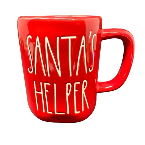 Rae Dunn SANTAS HELPER Mug Large Coffee Cup Ceramic Magenta LL Christmas Gift - Picture 1 of 7